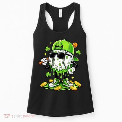 Irish Baseball Melting Drip Ice Cream St Patricks Day Women's Tank Top