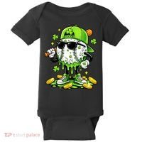 Irish Baseball Melting Drip Ice Cream St Patricks Day Baby Bodysuit thumb 0