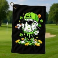 Irish Baseball Melting Drip Ice Cream St Patricks Day Golf Towel thumb 1