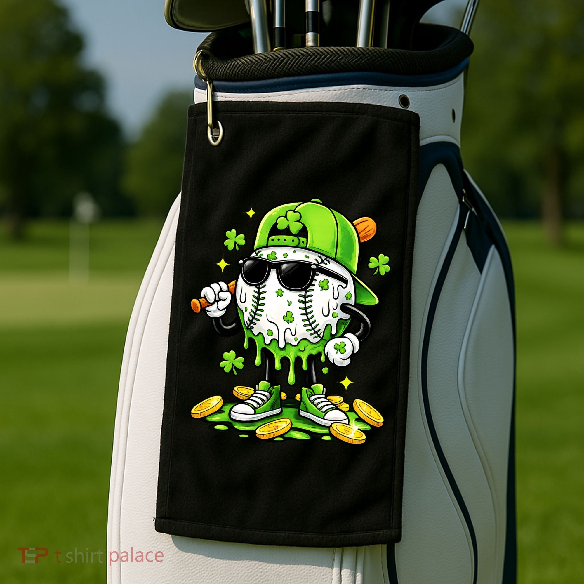 Irish Baseball Melting Drip Ice Cream St Patricks Day Golf Towel