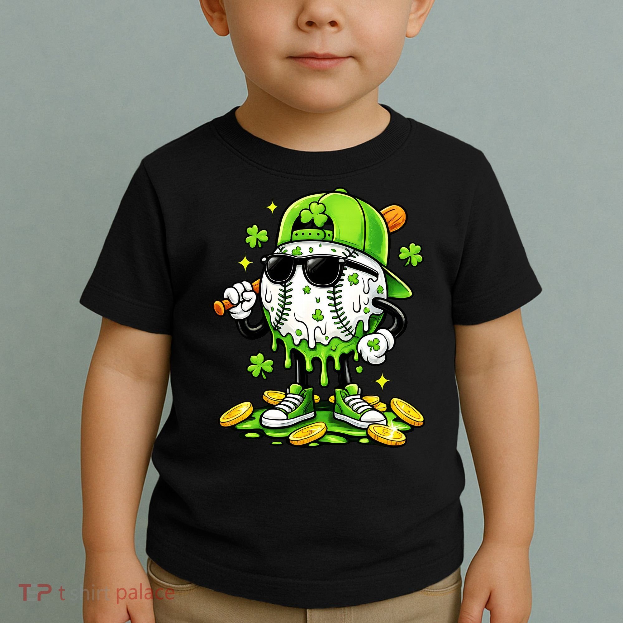 Irish Baseball Melting Drip Ice Cream St Patricks Day Toddler T-Shirt