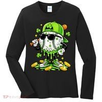Irish Baseball Melting Drip Ice Cream St Patricks Day Women's Long Sleeve Shirt thumb 0