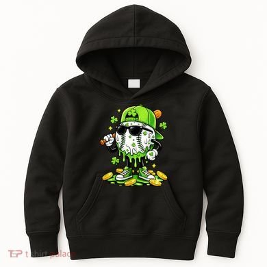 Irish Baseball Melting Drip Ice Cream St Patricks Day Kids Hoodie