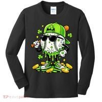 Irish Baseball Melting Drip Ice Cream St Patricks Day Kids Long Sleeve Shirt thumb 0