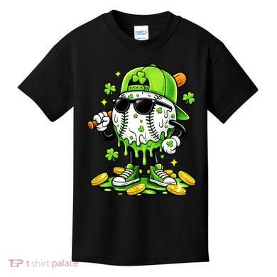 Irish Baseball Melting Drip Ice Cream St Patricks Day Kids T-Shirt