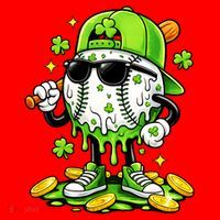 Irish Baseball Melting Drip Ice Cream St Patricks Day Santa Hat thumb 1
