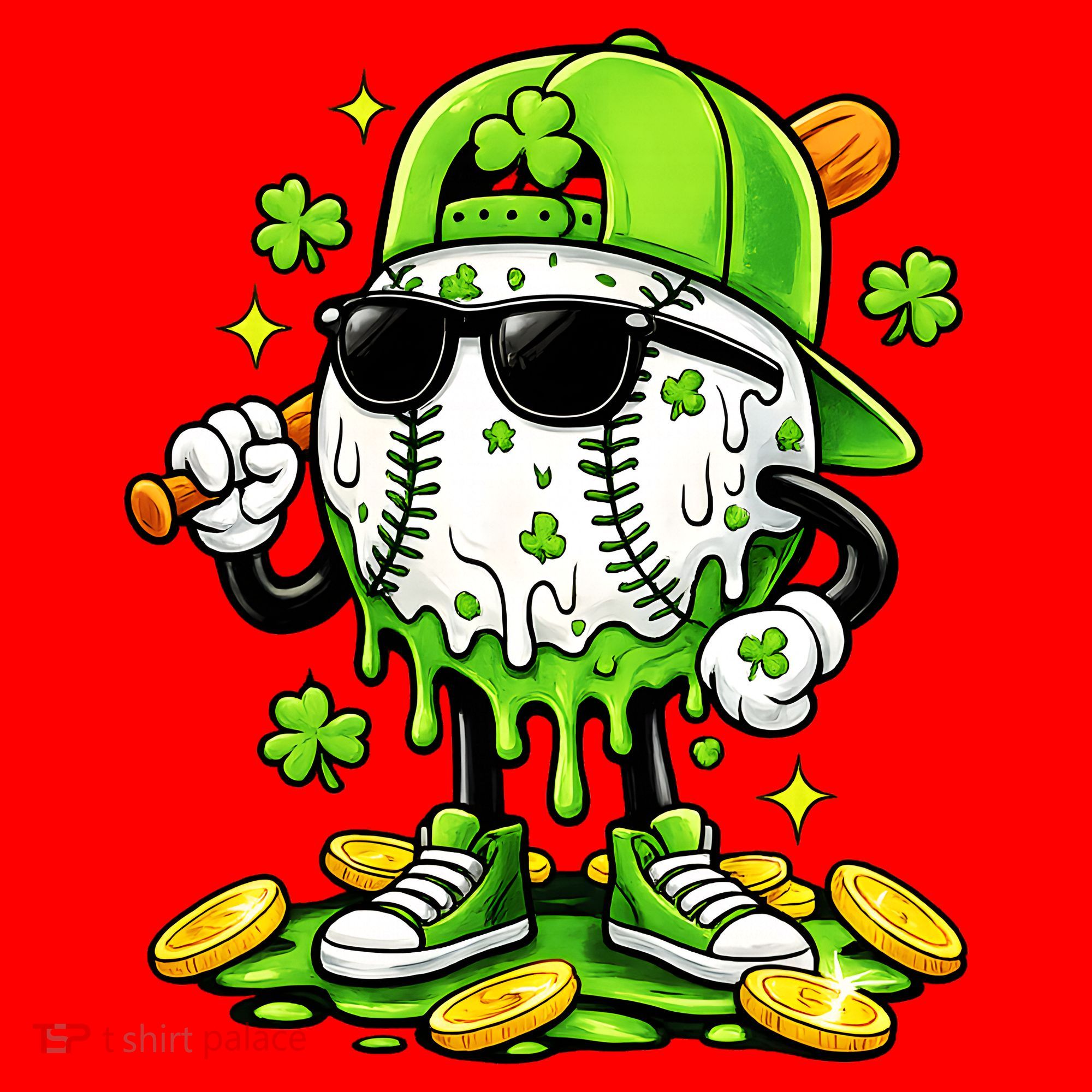 Irish Baseball Melting Drip Ice Cream St Patricks Day Santa Hat