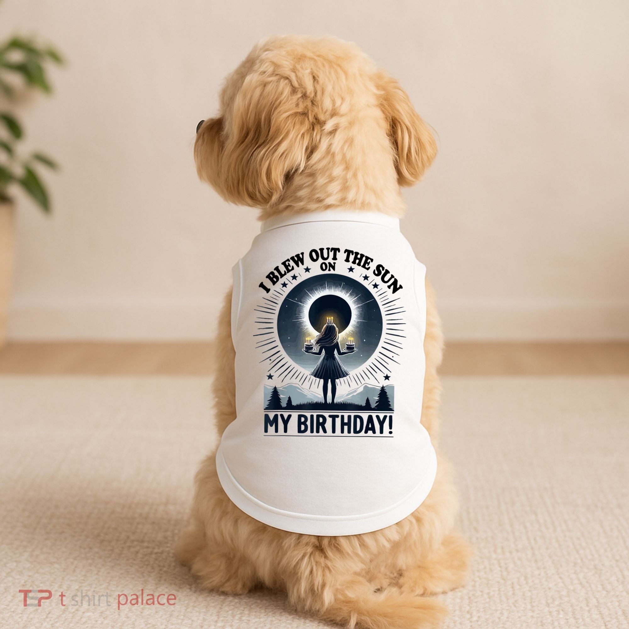 I Blew Out The Sun On My Birthday Total Solar Eclipse Retro Doggie Tank