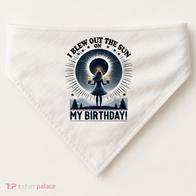 I Blew Out The Sun On My Birthday Total Solar Eclipse Retro USA-Made Doggie Bandana