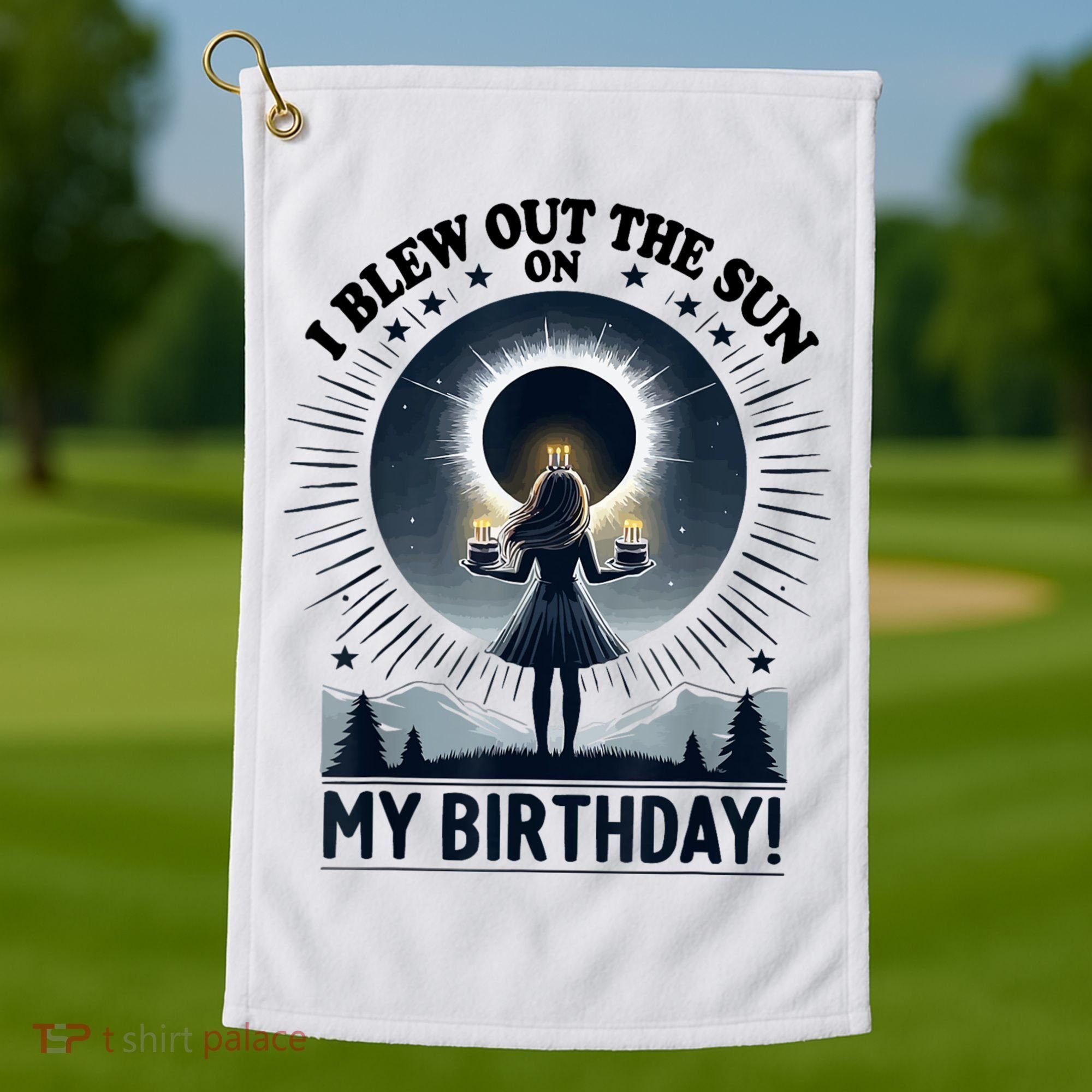I Blew Out The Sun On My Birthday Total Solar Eclipse Retro Golf Towel