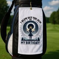 I Blew Out The Sun On My Birthday Total Solar Eclipse Retro Golf Towel thumb 2