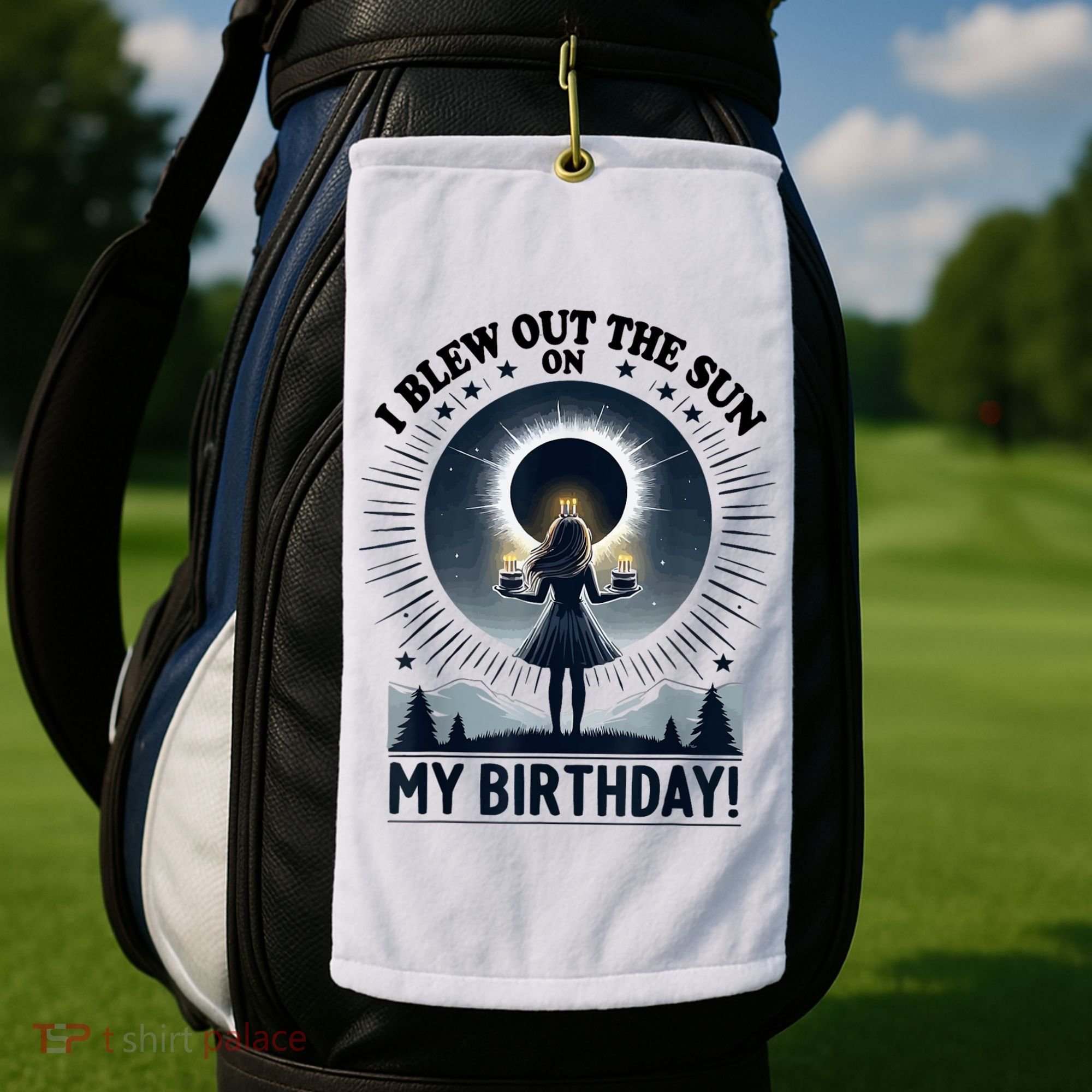 I Blew Out The Sun On My Birthday Total Solar Eclipse Retro Golf Towel