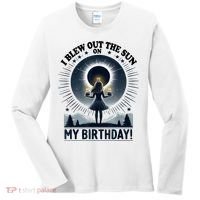 I Blew Out The Sun On My Birthday Total Solar Eclipse Retro Women's Long Sleeve Shirt thumb 0
