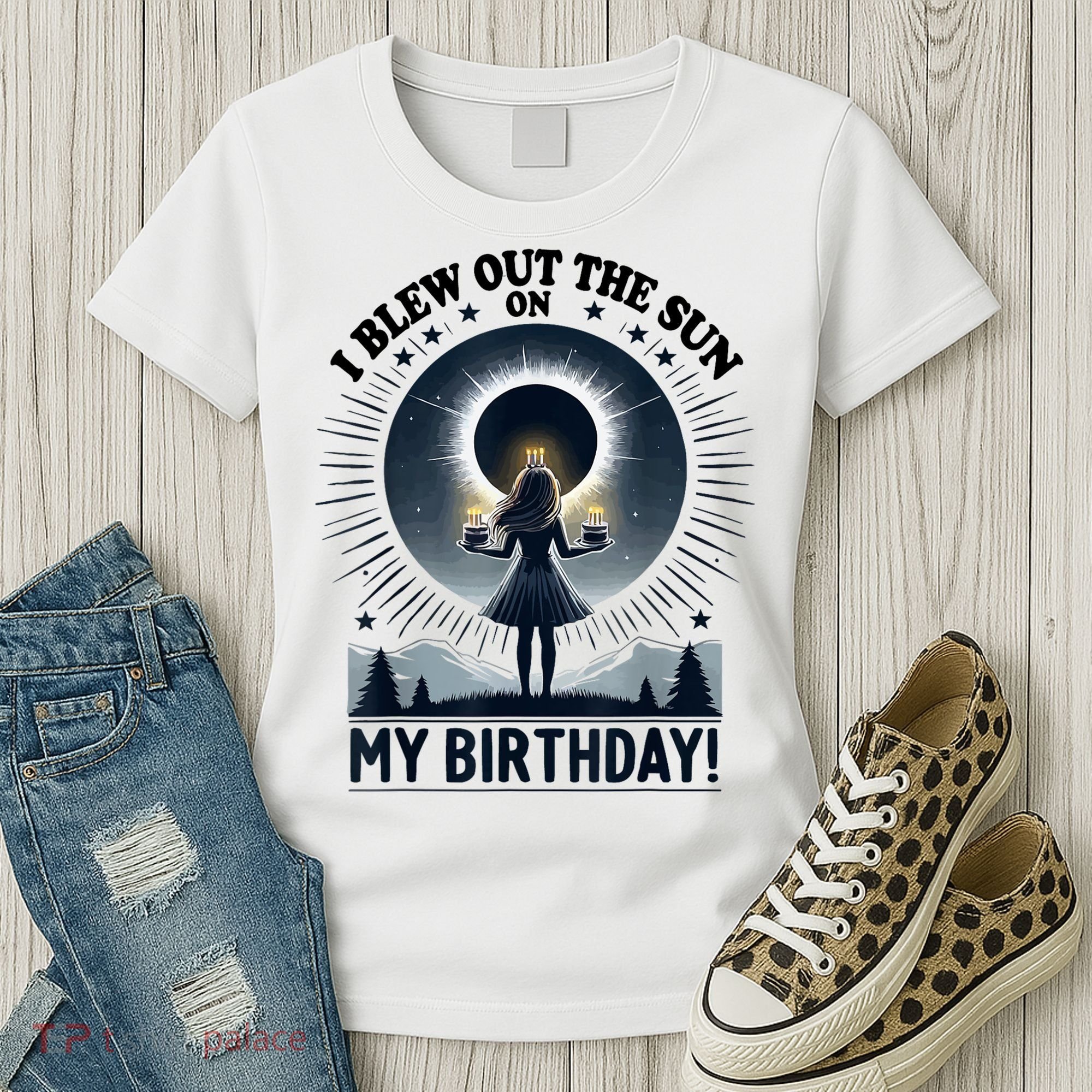 I Blew Out The Sun On My Birthday Total Solar Eclipse Retro Women's T-Shirt