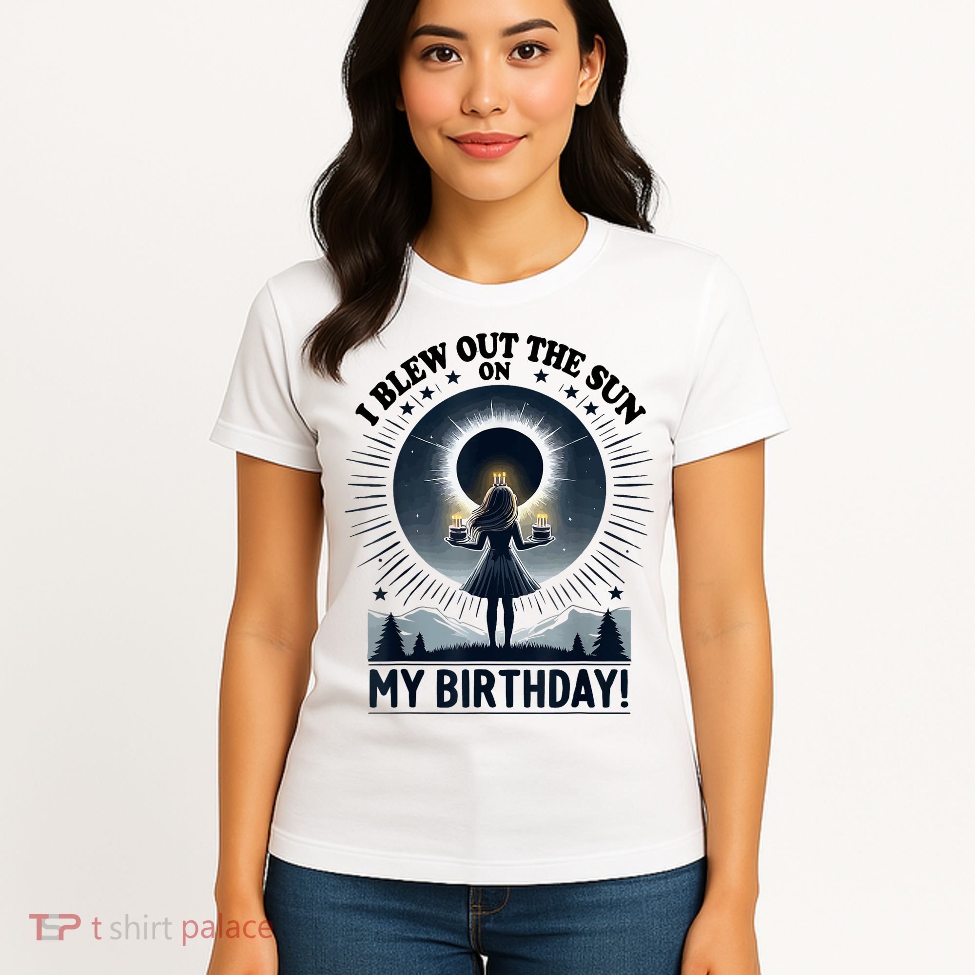 I Blew Out The Sun On My Birthday Total Solar Eclipse Retro Women's T-Shirt