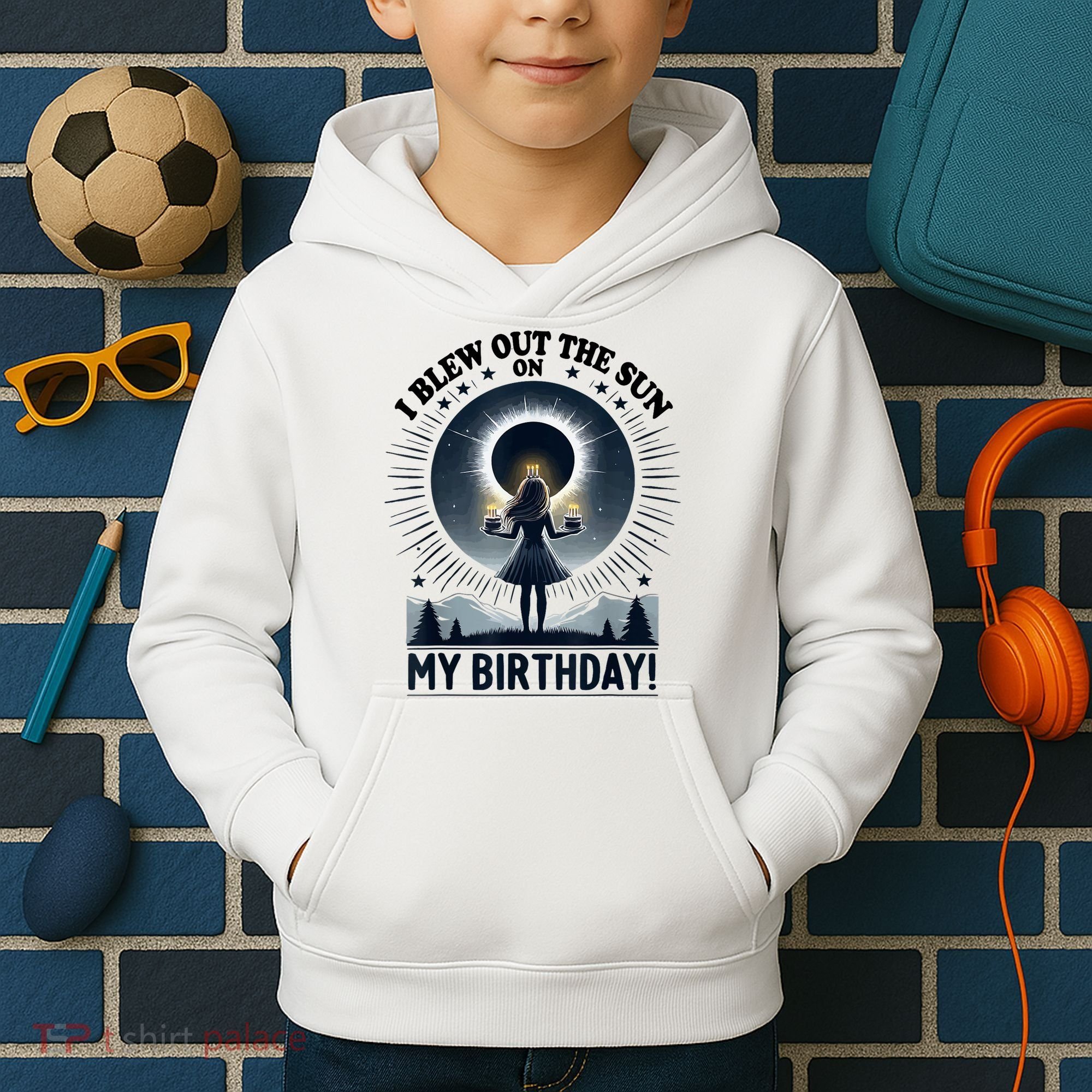 I Blew Out The Sun On My Birthday Total Solar Eclipse Retro Kids Hoodie