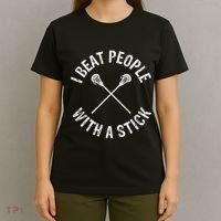 I Beat People With A Stick Funny Lacrosse T-Shirt thumb 4