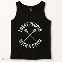 I Beat People With A Stick Funny Lacrosse Tank Top thumb 2