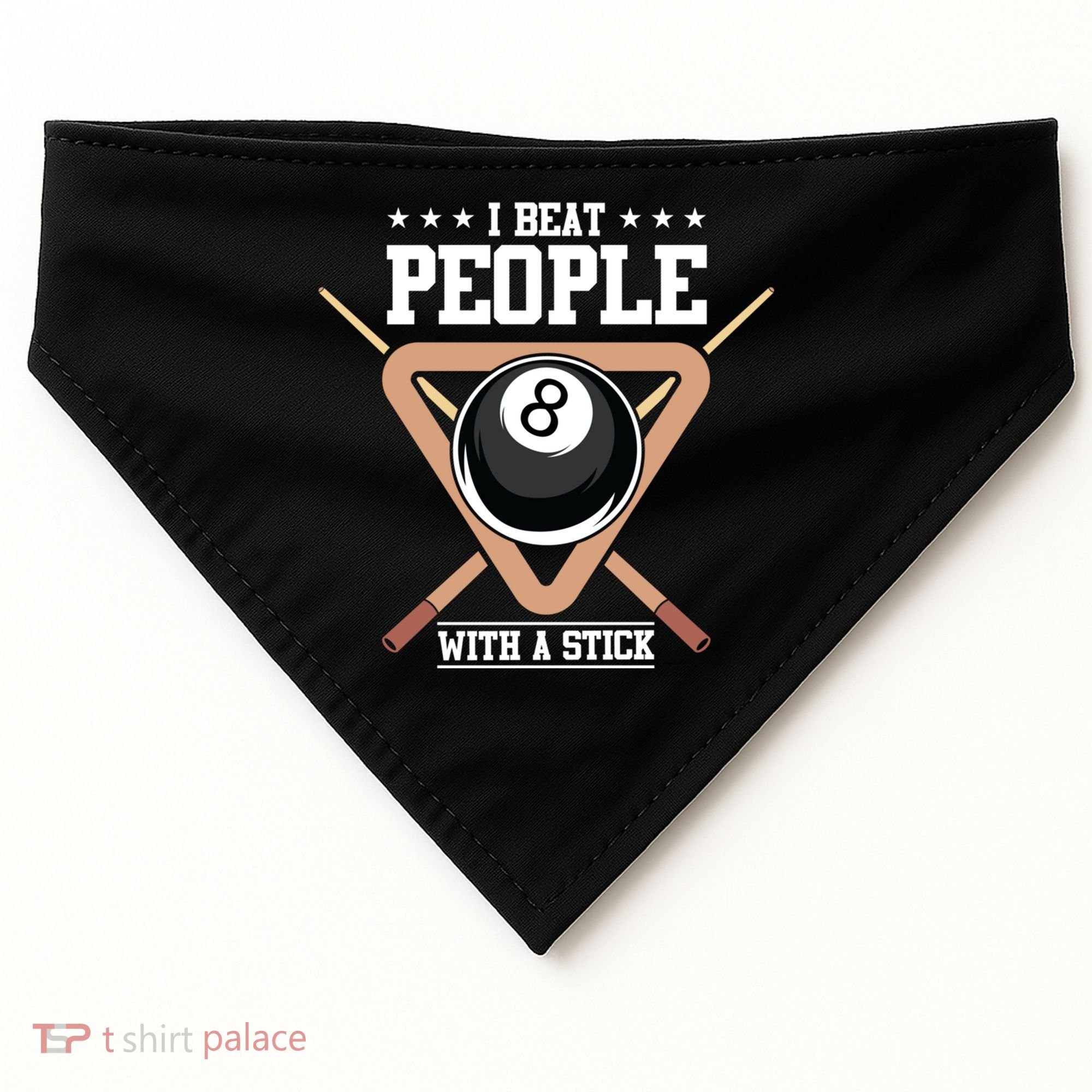 I Beat People With A Stick Eight Ball Billiards Pool Player Cool Gift USA-Made Doggie Bandana