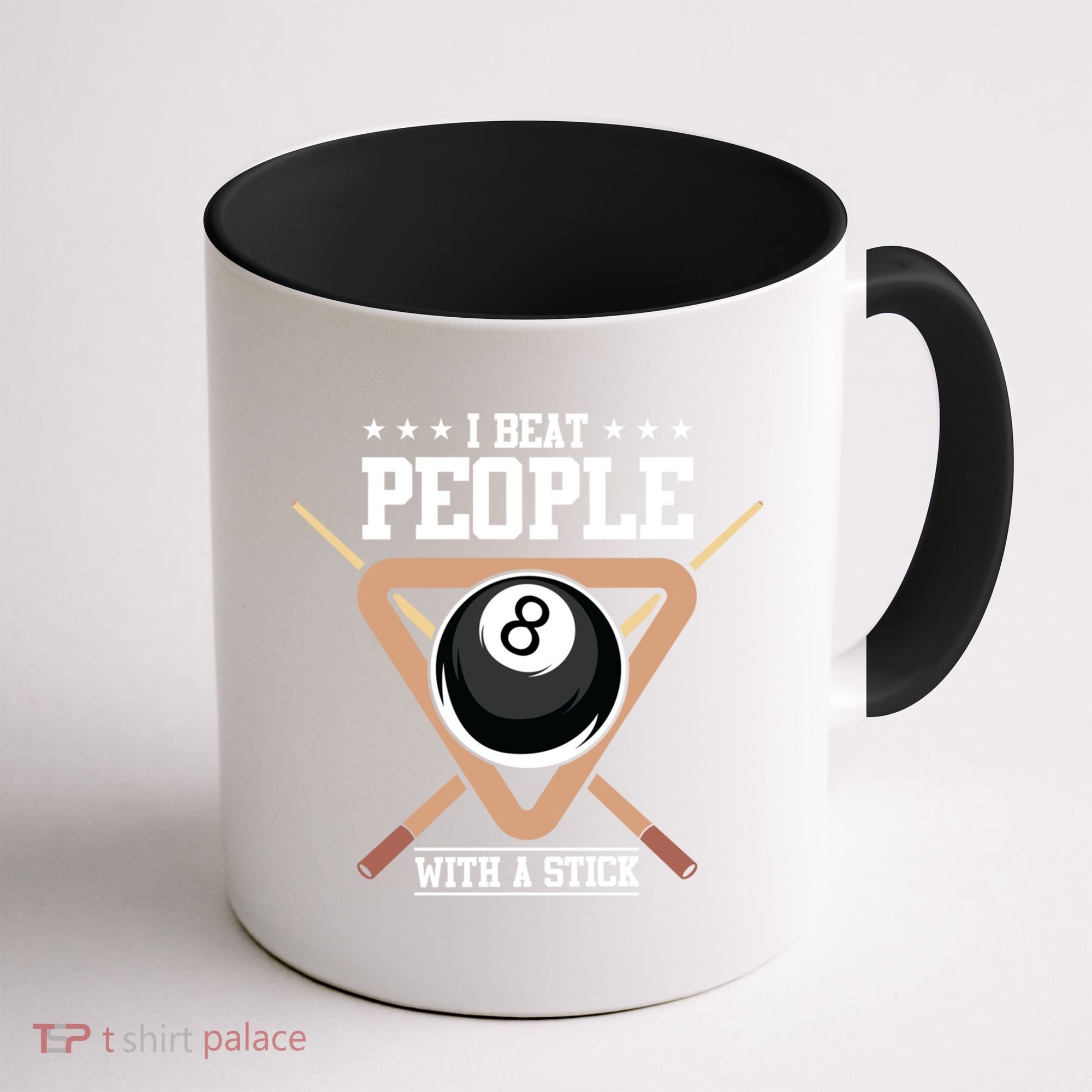 I Beat People With A Stick Eight Ball Billiards Pool Player Cool Gift Coffee Mug