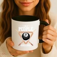 I Beat People With A Stick Eight Ball Billiards Pool Player Cool Gift Coffee Mug thumb 3