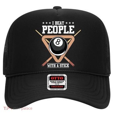 I Beat People With A Stick Eight Ball Billiards Pool Player Cool Gift Hat