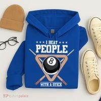 I Beat People With A Stick Eight Ball Billiards Pool Player Cool Gift Hoodie thumb 4