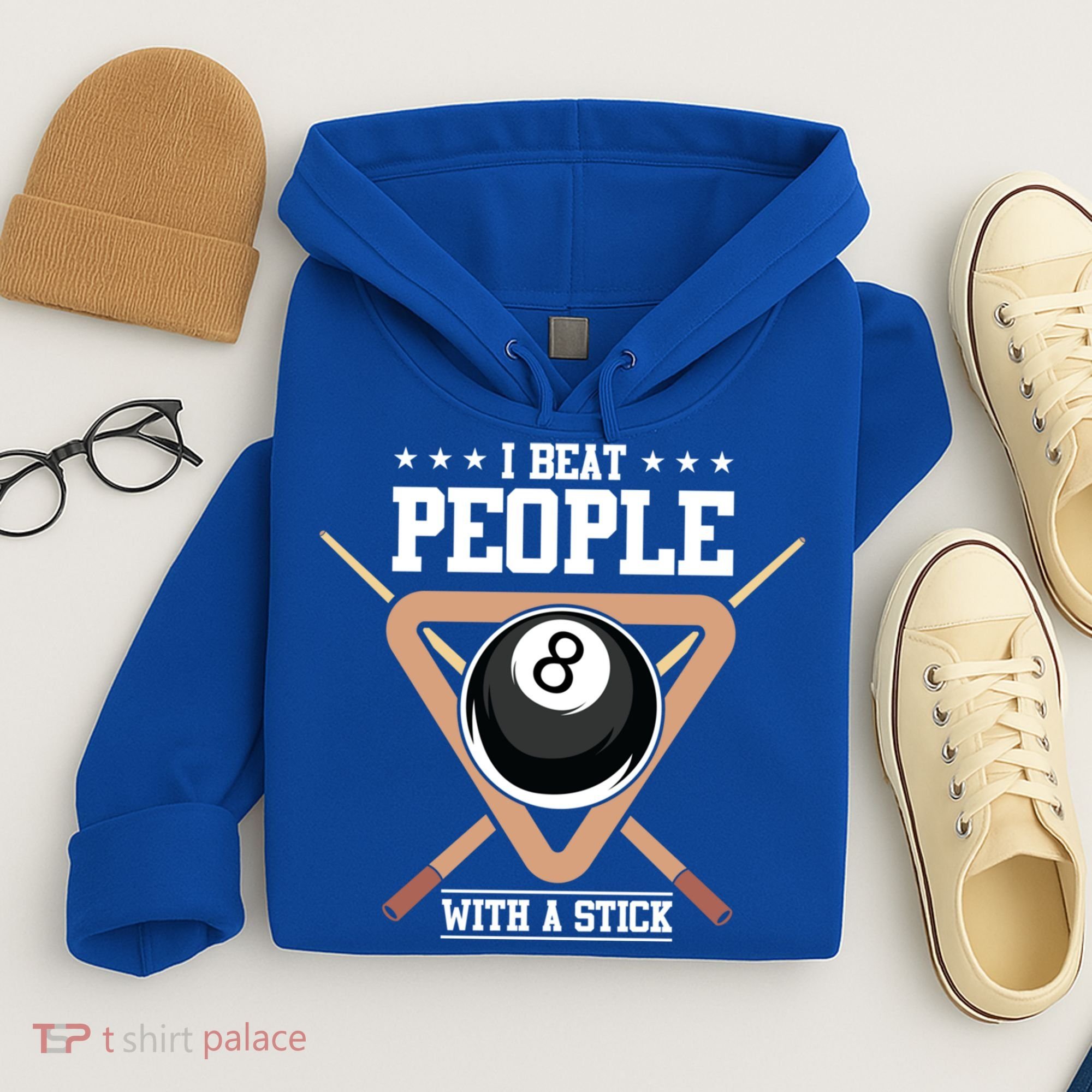I Beat People With A Stick Eight Ball Billiards Pool Player Cool Gift Hoodie
