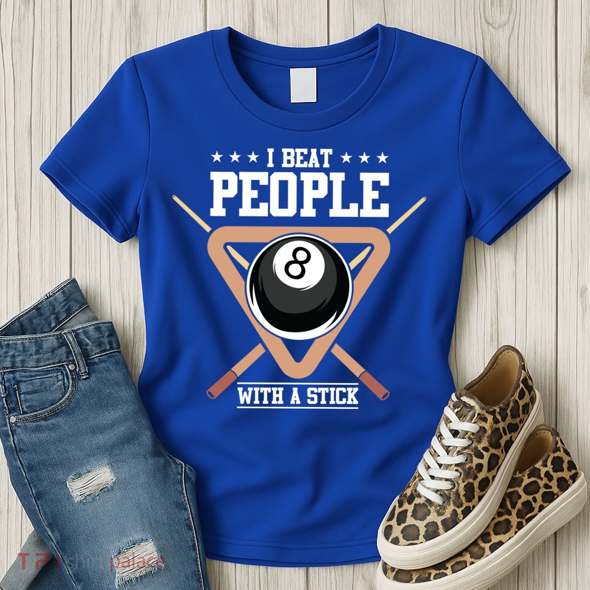 I Beat People With A Stick Eight Ball Billiards Pool Player Cool Gift Women's T-Shirt