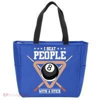 I Beat People With A Stick Eight Ball Billiards Pool Player Cool Gift Tote Bag thumb 0
