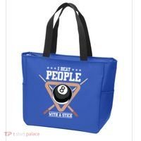 I Beat People With A Stick Eight Ball Billiards Pool Player Cool Gift Tote Bag thumb 3