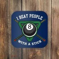 I Beat People With A Stick Billiards Ball Pool Gifts Coaster thumb 0