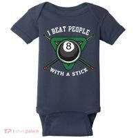 I Beat People With A Stick Billiards Ball Pool Gifts Baby Bodysuit thumb 0