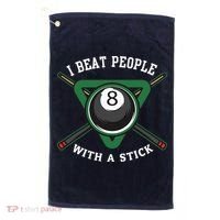 I Beat People With A Stick Billiards Ball Pool Gifts Golf Towel thumb 0