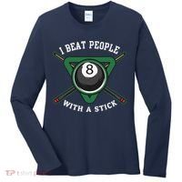 I Beat People With A Stick Billiards Ball Pool Gifts Women's Long Sleeve Shirt thumb 0