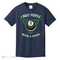 I Beat People With A Stick Billiards Ball Pool Gifts Kids T-Shirt thumb 0