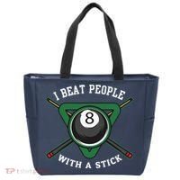I Beat People With A Stick Billiards Ball Pool Gifts Tote Bag thumb 0