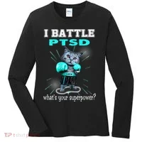 I Battle PTSD Awareness Women's Long Sleeve Shirt thumb 0