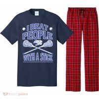 I Beat People With A Stick Lacrosse Sport Pajama Set thumb 0