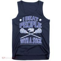 I Beat People With A Stick Lacrosse Sport Tank Top thumb 0