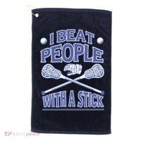 I Beat People With A Stick Lacrosse Sport Golf Towel thumb 0