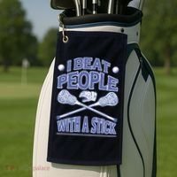 I Beat People With A Stick Lacrosse Sport Golf Towel thumb 2