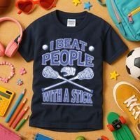 I Beat People With A Stick Lacrosse Sport Kids T-Shirt thumb 3