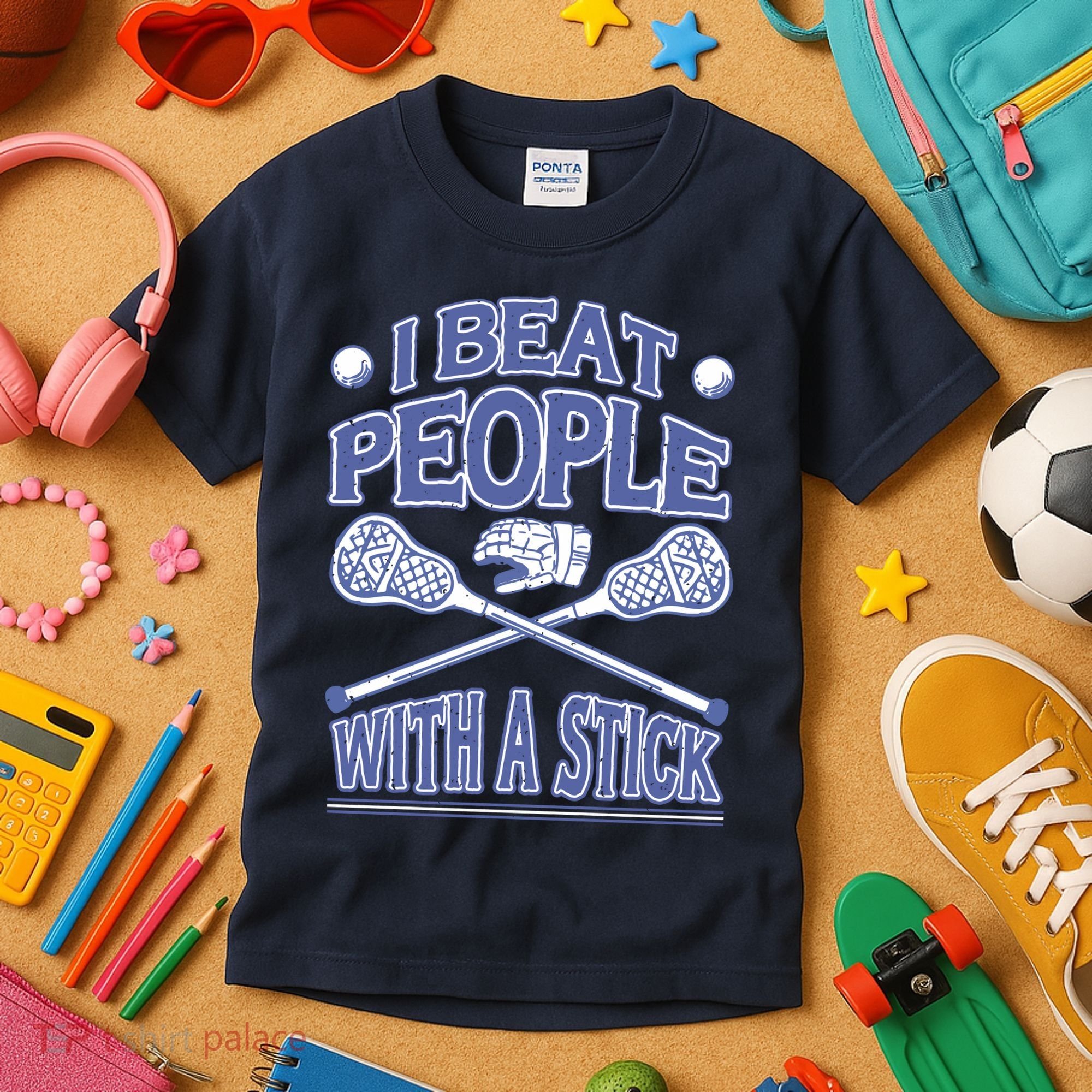 I Beat People With A Stick Lacrosse Sport Kids T-Shirt