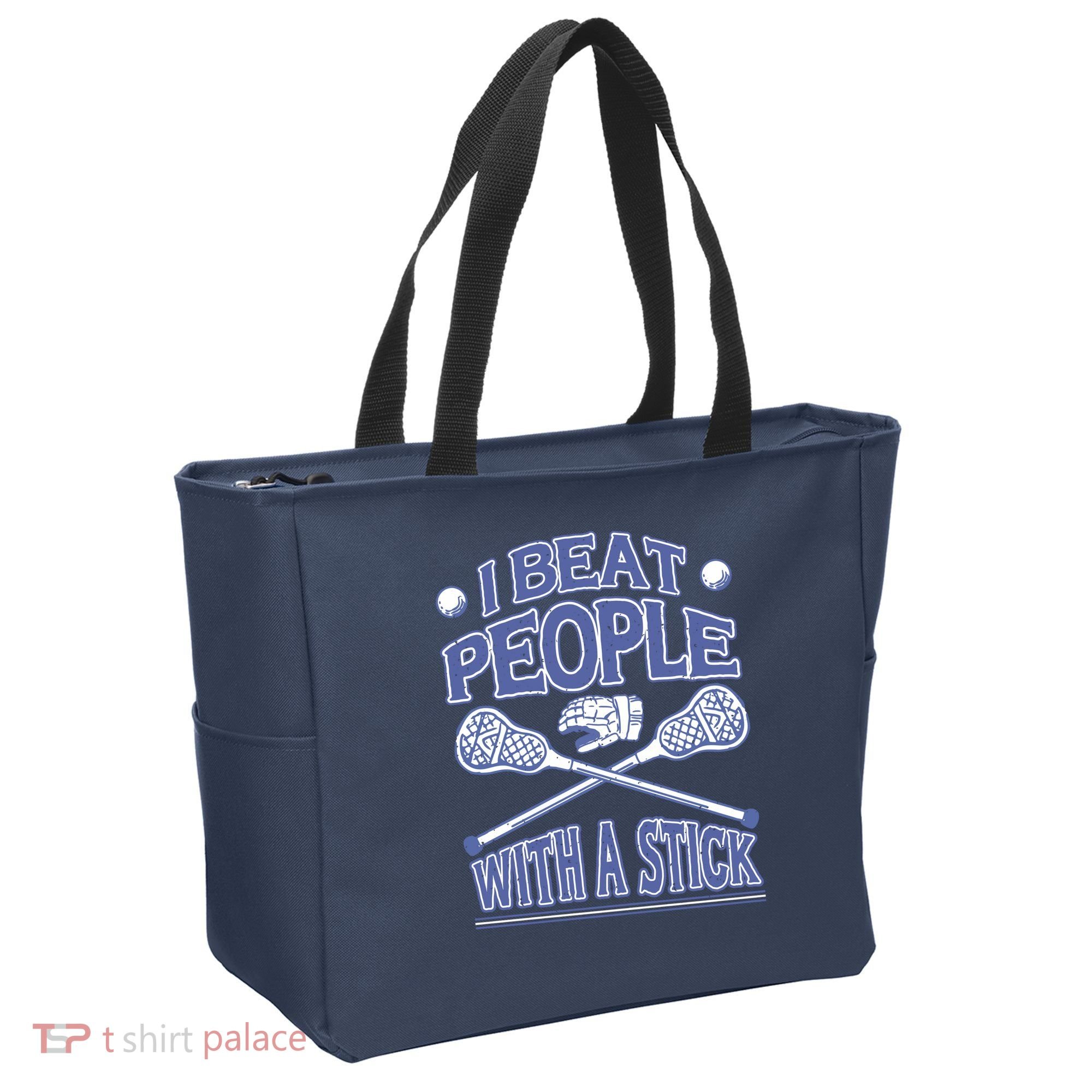 I Beat People With A Stick Lacrosse Sport Tote Bag