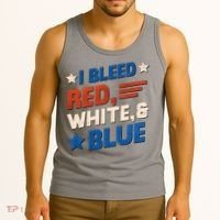 I Bleed Red White And Blue 4th Of July Tank Top thumb 3