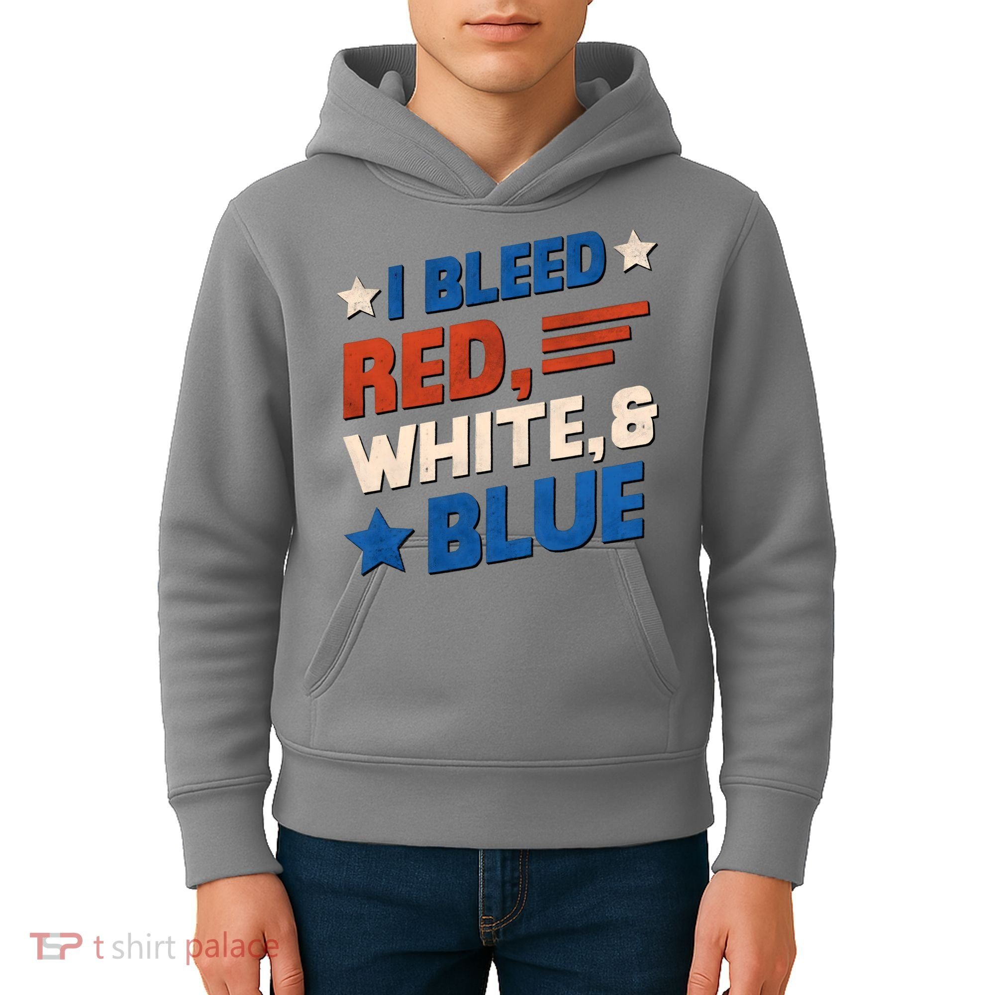 I Bleed Red White And Blue 4th Of July Kids Hoodie