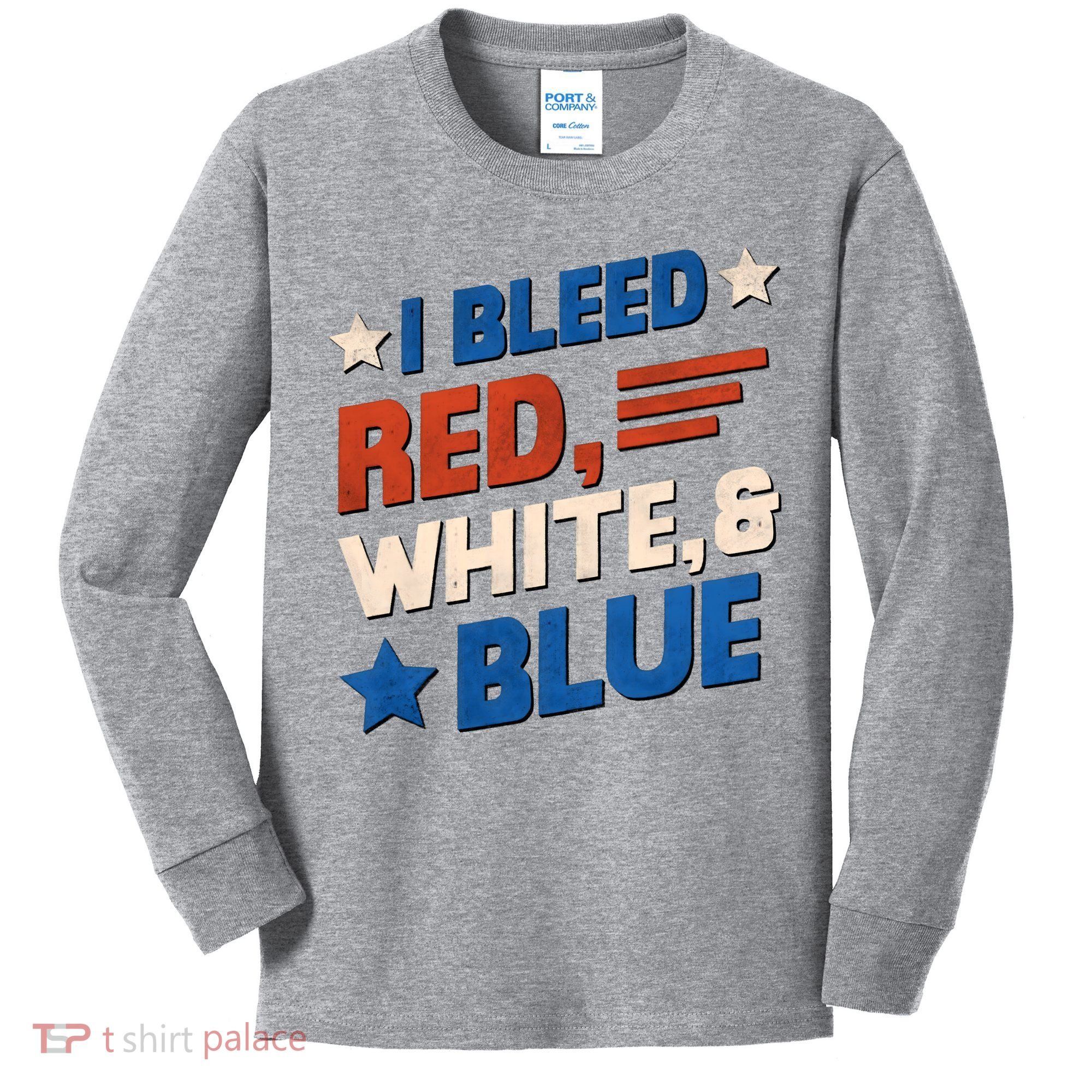 I Bleed Red White And Blue 4th Of July Kids Long Sleeve Shirt