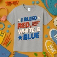 I Bleed Red White And Blue 4th Of July Kids T-Shirt thumb 3
