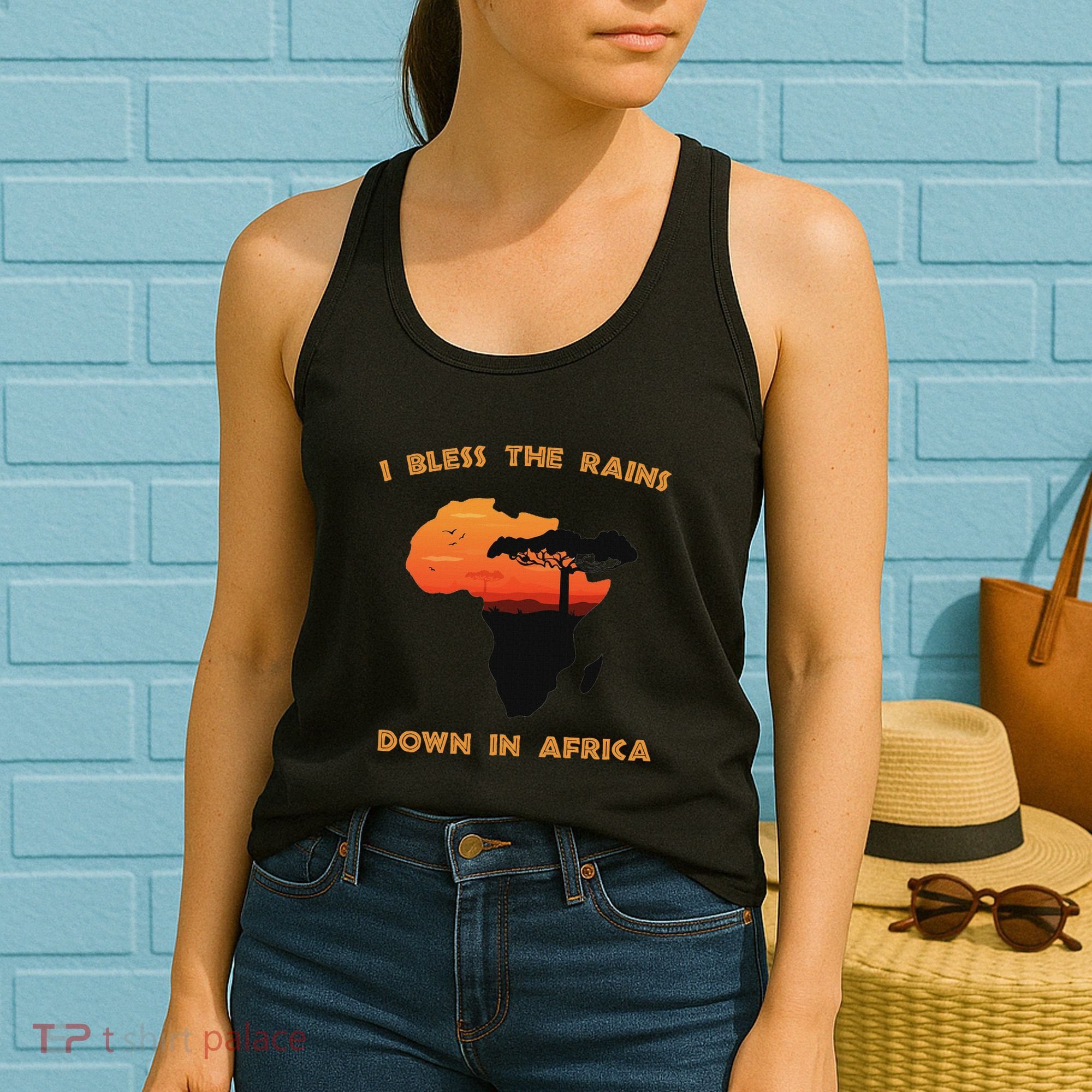 I Bless Rains Down In Africa Farmer Proud Africa Map Women's Tank Top